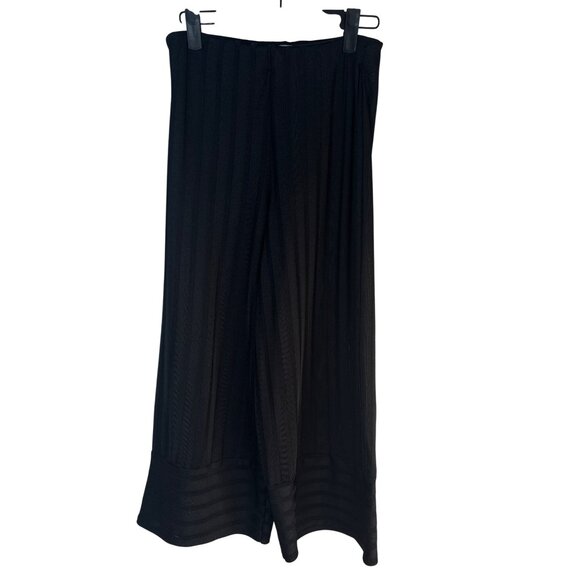 2/$30 Zara Trafaluc Large Womens Black Striped Wide Leg Pants - Picture 1 of 13